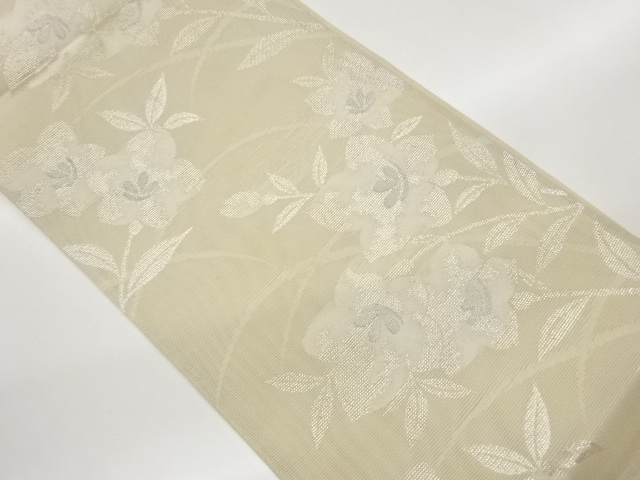 JAPANESE FUKURO OBI FOR SUMMER / WOVEN BALLOON FLOWER